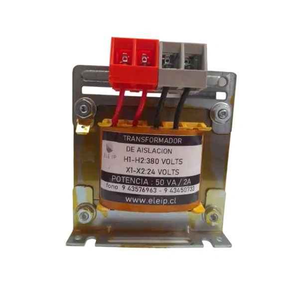 TRANSFORMADOR BIFASICO 380 VOLTS A 24 VOLTS 50 VA.