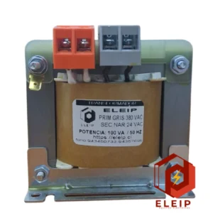 TRANSFORMADOR BIFASICO 380 VOLTS A 24 VOLTS 100 VA. CON REGLETA